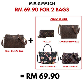 MIMI SLING BAG - FLORAL CD, WALNUT